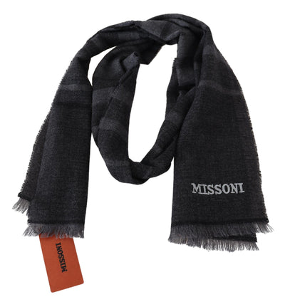 Écharpe unisexe en laine à rayures noires Missoni