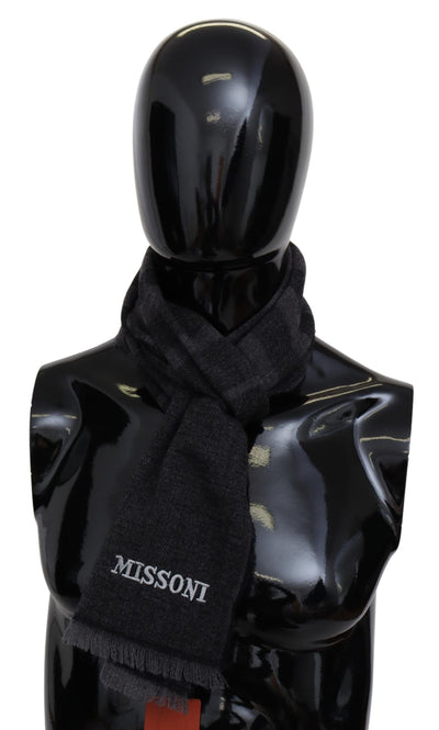 Écharpe unisexe en laine à rayures noires Missoni