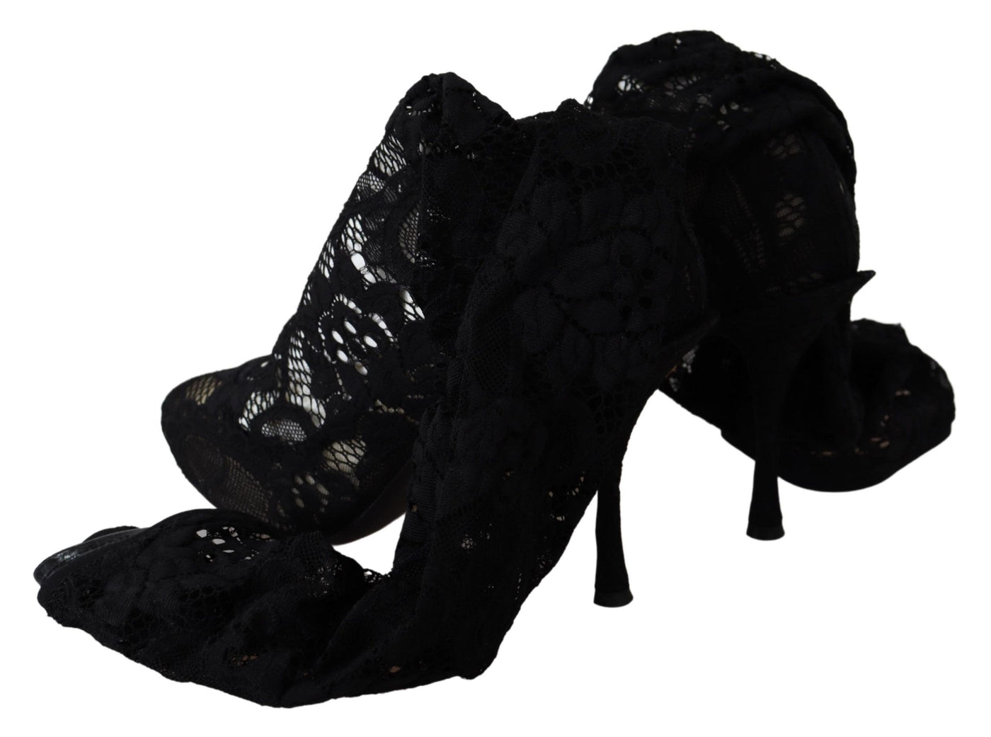 Dolce &amp; Gabbana Chaussettes en dentelle noire Taormina Bottes Chaussures Escarpins