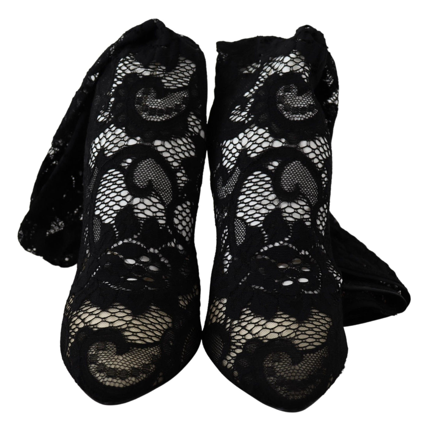 Dolce &amp; Gabbana Chaussettes en dentelle noire Taormina Bottes Chaussures Escarpins