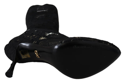 Dolce &amp; Gabbana Chaussettes en dentelle noire Taormina Bottes Chaussures Escarpins