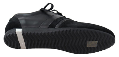 Baskets décontractées en cuir noir avec logo Dolce &amp; Gabbana