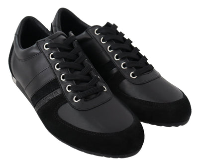 Baskets décontractées en cuir noir avec logo Dolce &amp; Gabbana