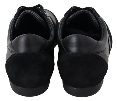 Baskets décontractées en cuir noir avec logo Dolce &amp; Gabbana