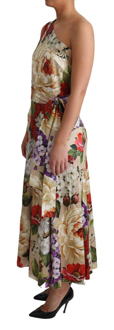 Robe asymétrique en soie stretch à imprimé floral Dolce &amp; Gabbana