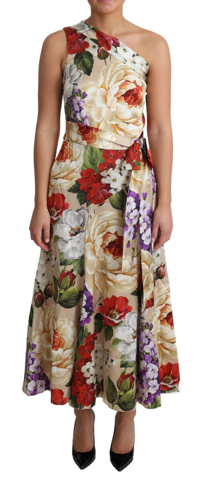 Robe asymétrique en soie stretch à imprimé floral Dolce &amp; Gabbana