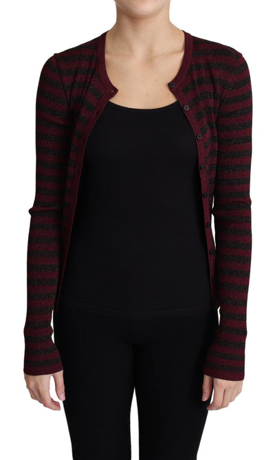 Pull cardigan en viscose à rayures noires et rouges Dolce &amp; Gabbana