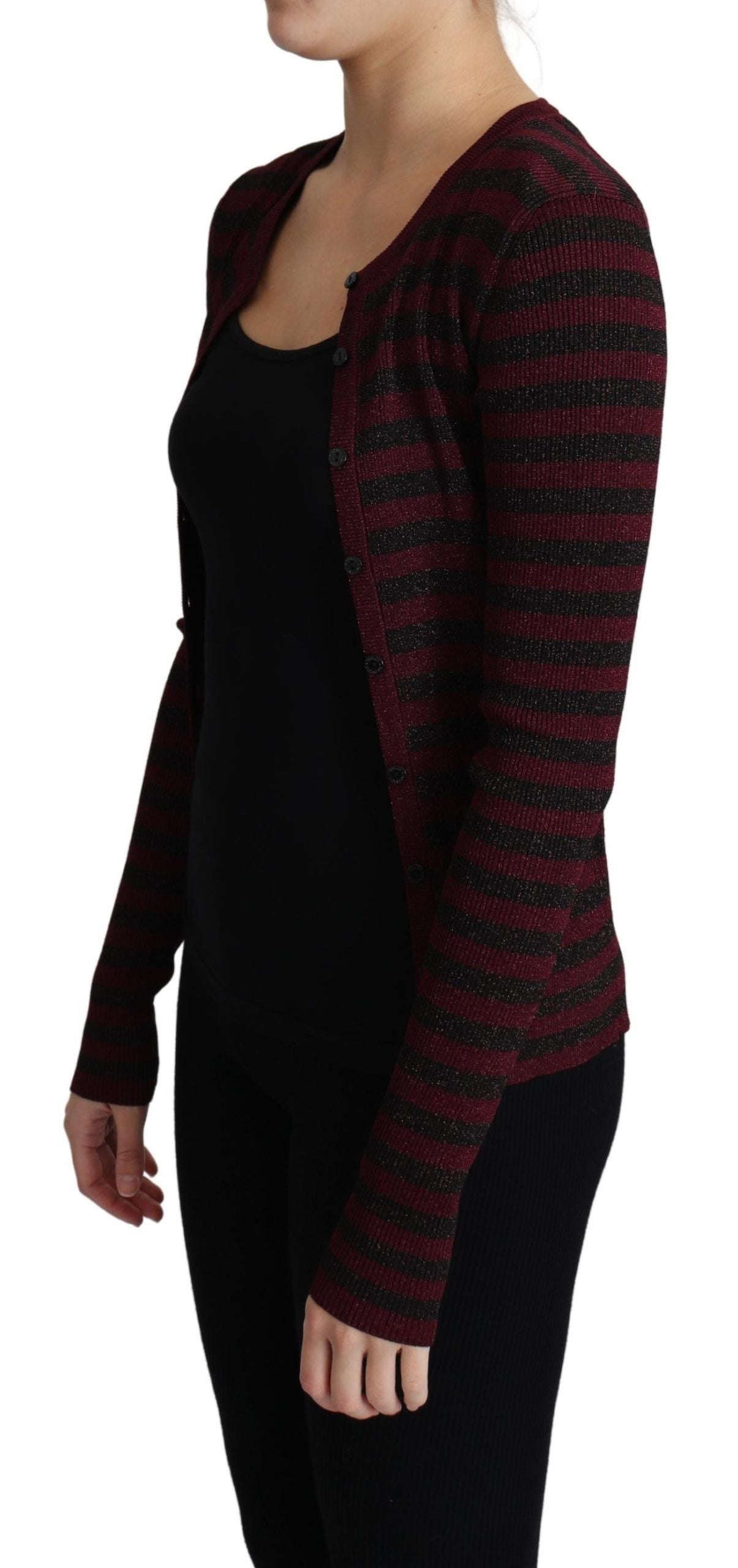 Pull cardigan en viscose à rayures noires et rouges Dolce &amp; Gabbana