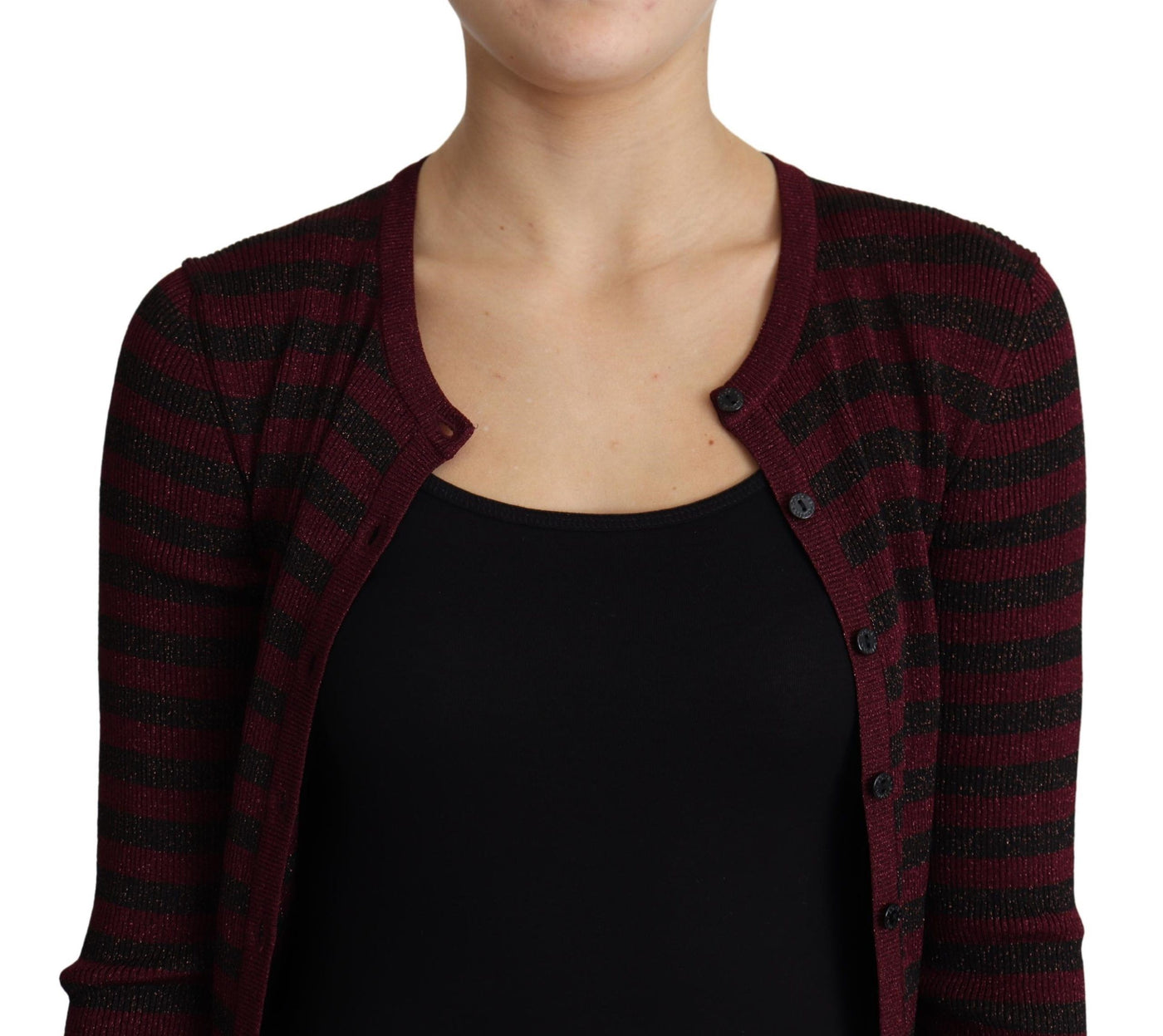Pull cardigan en viscose à rayures noires et rouges Dolce &amp; Gabbana