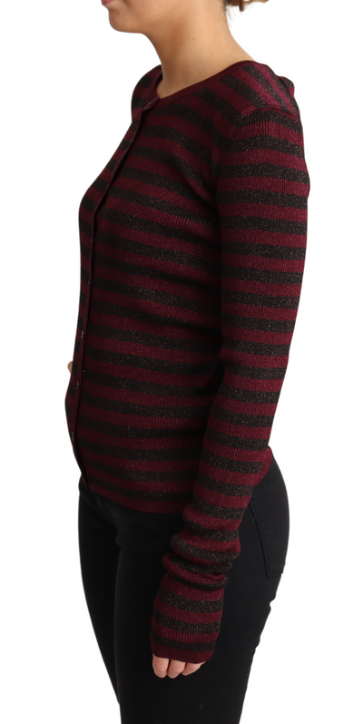Pull cardigan en viscose à rayures noires et rouges Dolce &amp; Gabbana