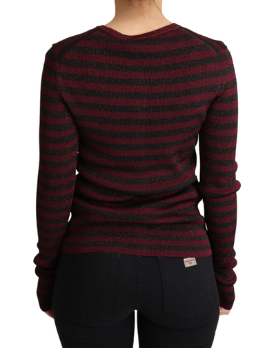 Pull cardigan en viscose à rayures noires et rouges Dolce &amp; Gabbana