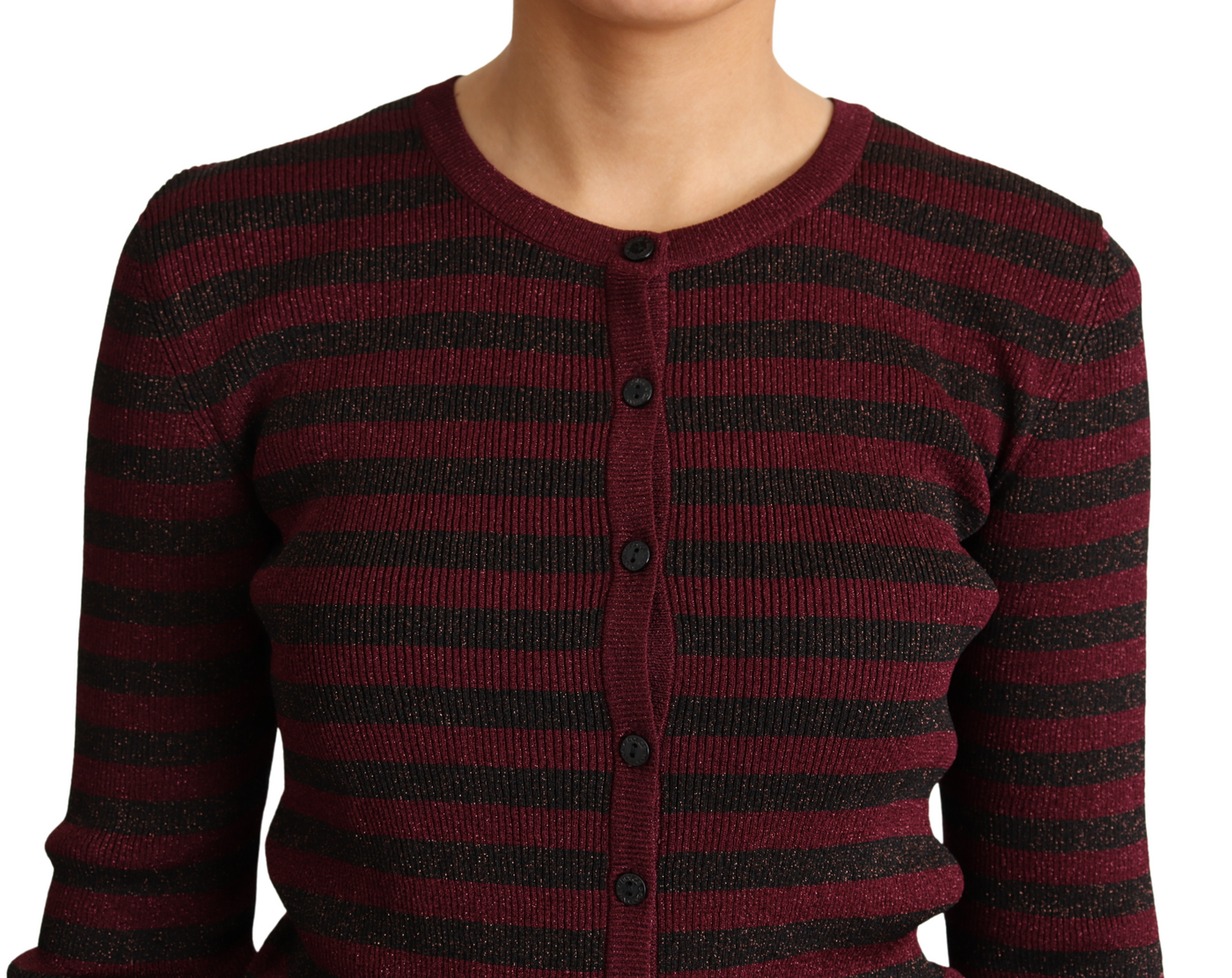 Pull cardigan en viscose à rayures noires et rouges Dolce &amp; Gabbana