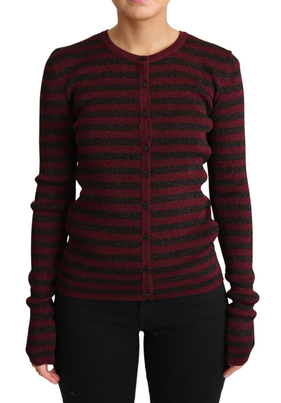Pull cardigan en viscose à rayures noires et rouges Dolce &amp; Gabbana