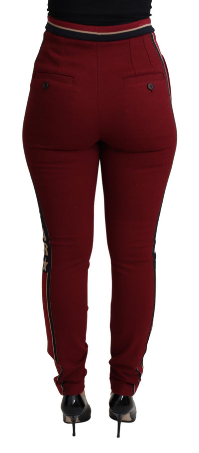 Dolce &amp; Gabbana Rode DG Sterren Gestreepte Skinny Katoenen Broek