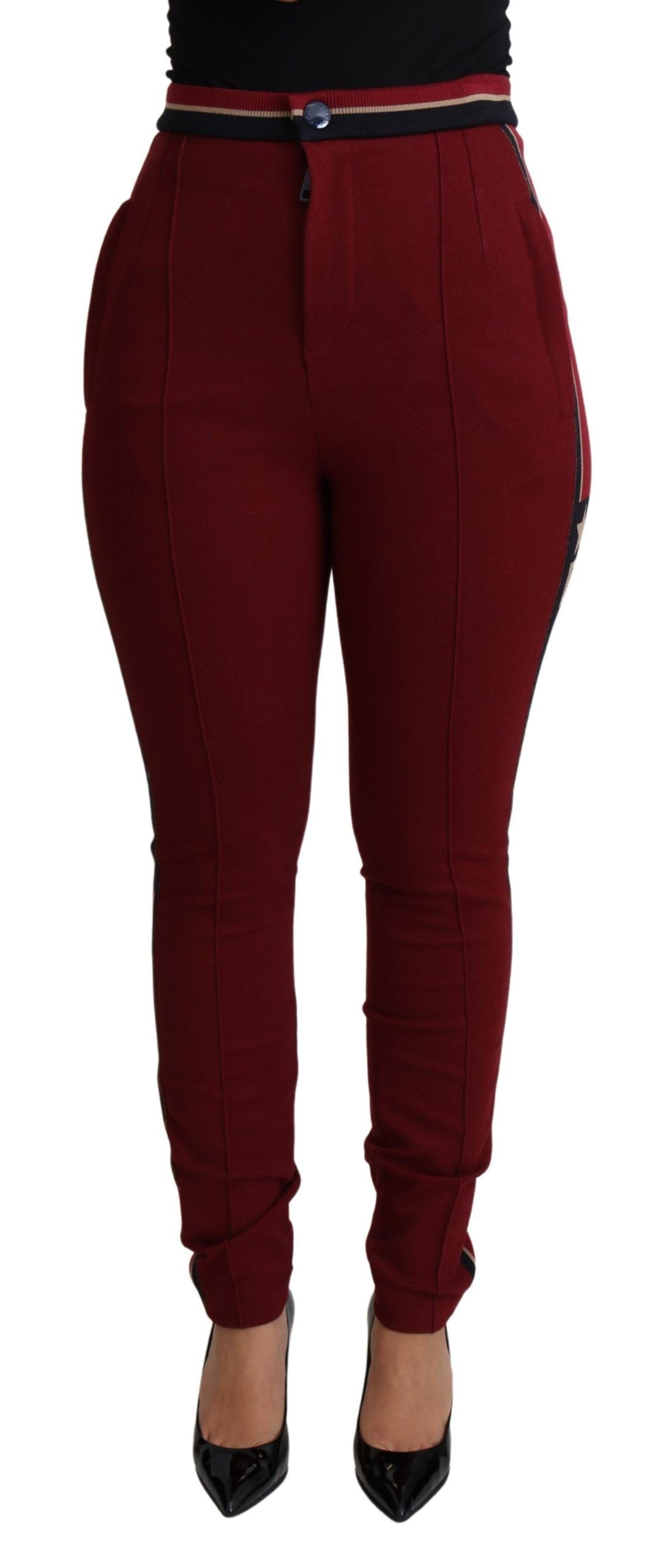 Dolce &amp; Gabbana Rode DG Sterren Gestreepte Skinny Katoenen Broek