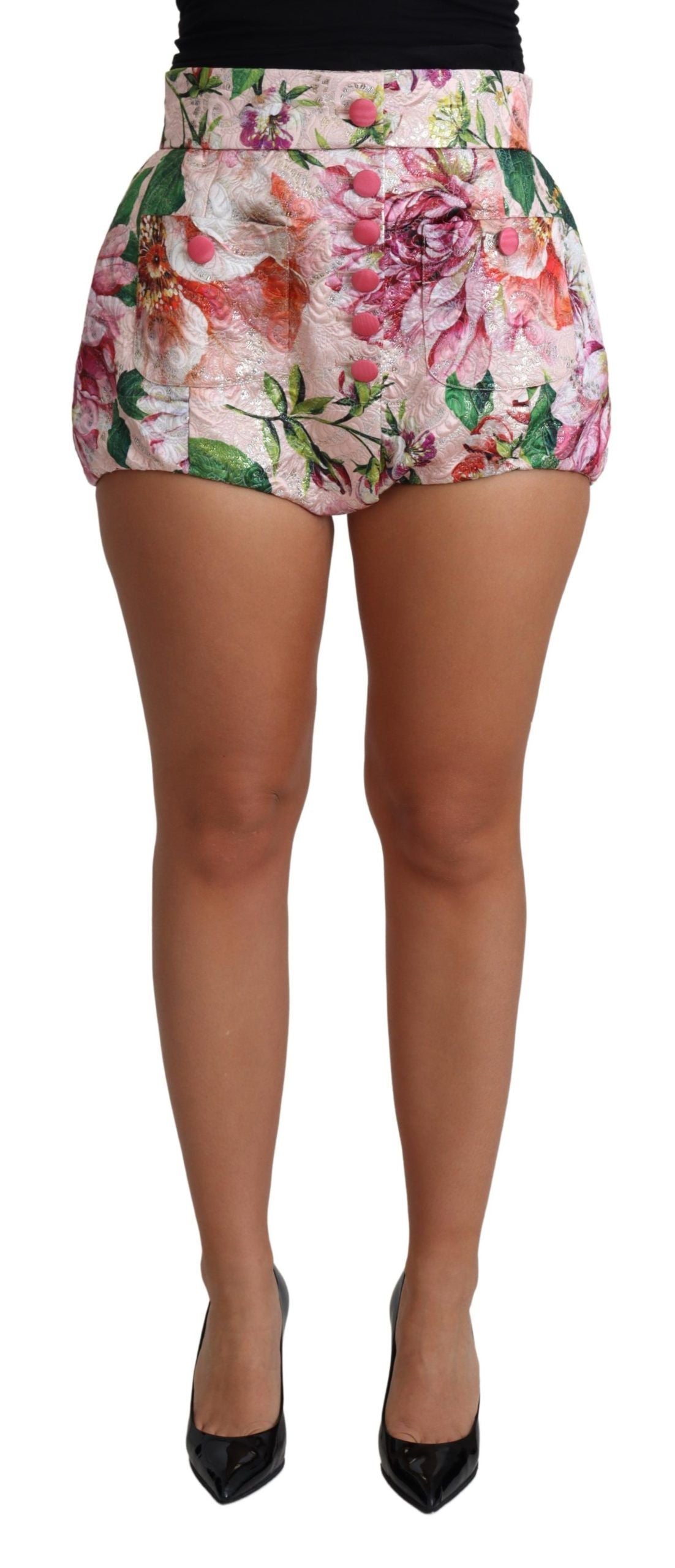 Short chaud en coton rose à imprimé floral Dolce &amp; Gabbana