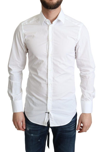 Chemise habillée à manches longues en coton blanc Dolce &amp; Gabbana pour homme