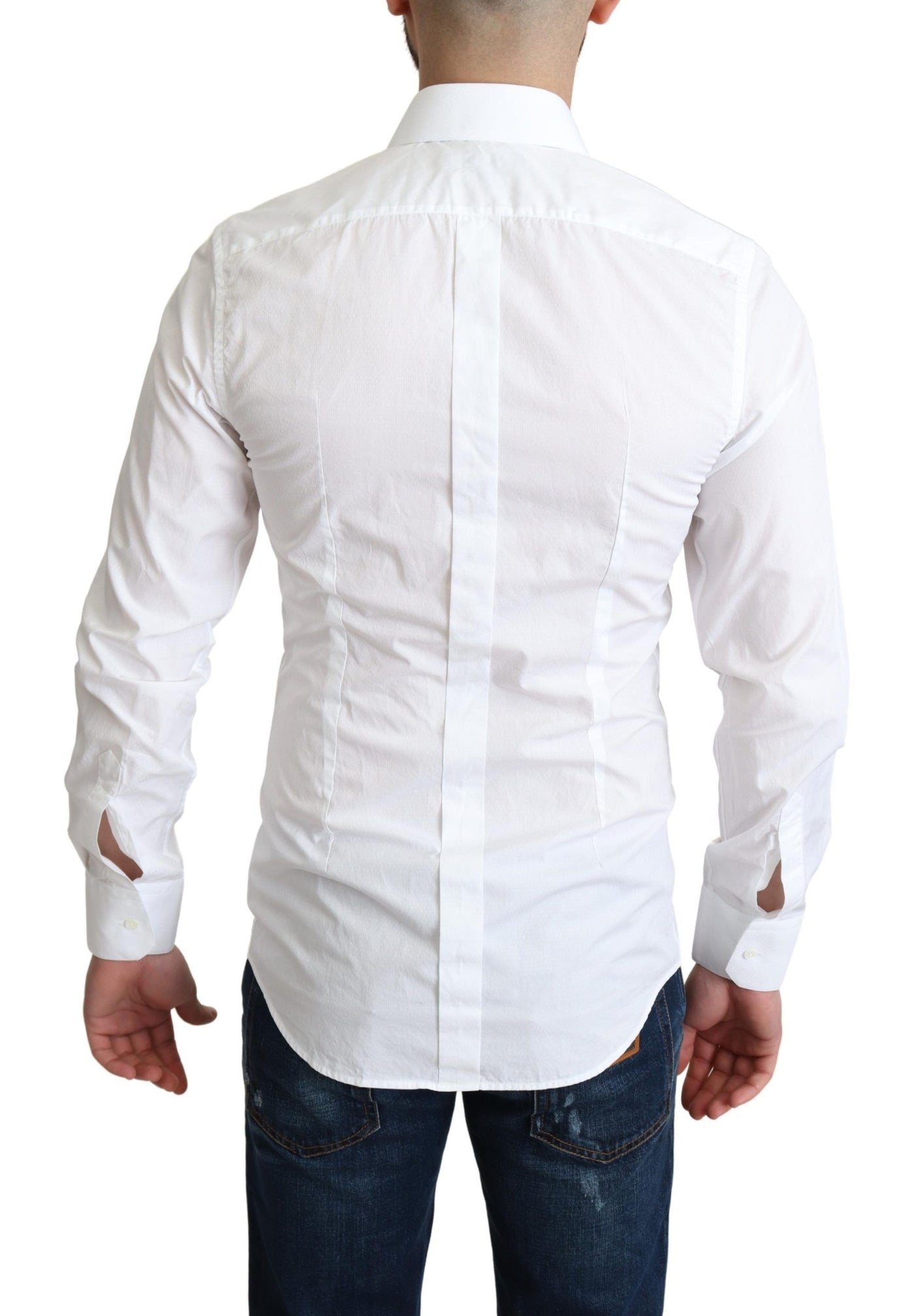 Chemise habillée à manches longues en coton blanc Dolce &amp; Gabbana pour homme