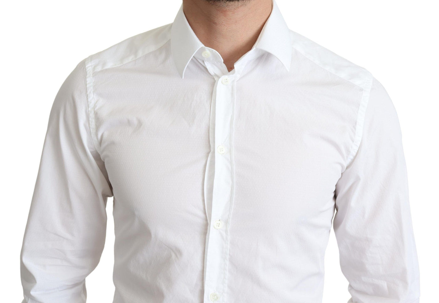 Chemise habillée à manches longues en coton blanc Dolce &amp; Gabbana pour homme