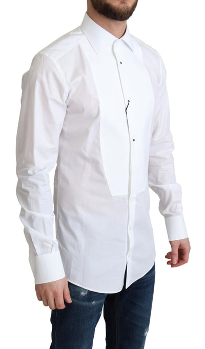 Dolce &amp; Gabbana Wit Bib Katoenen Poplin Heren Formeel Overhemd