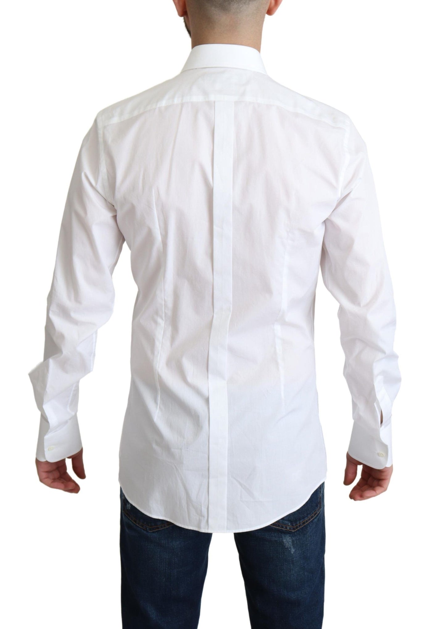 Dolce &amp; Gabbana Wit Bib Katoenen Poplin Heren Formeel Overhemd