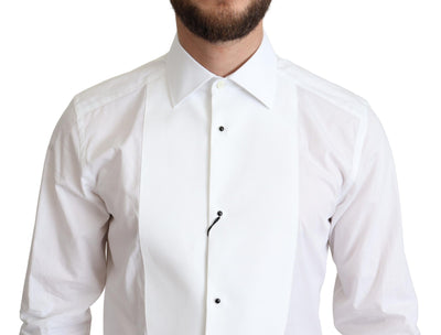 Dolce &amp; Gabbana Wit Bib Katoenen Poplin Heren Formeel Overhemd