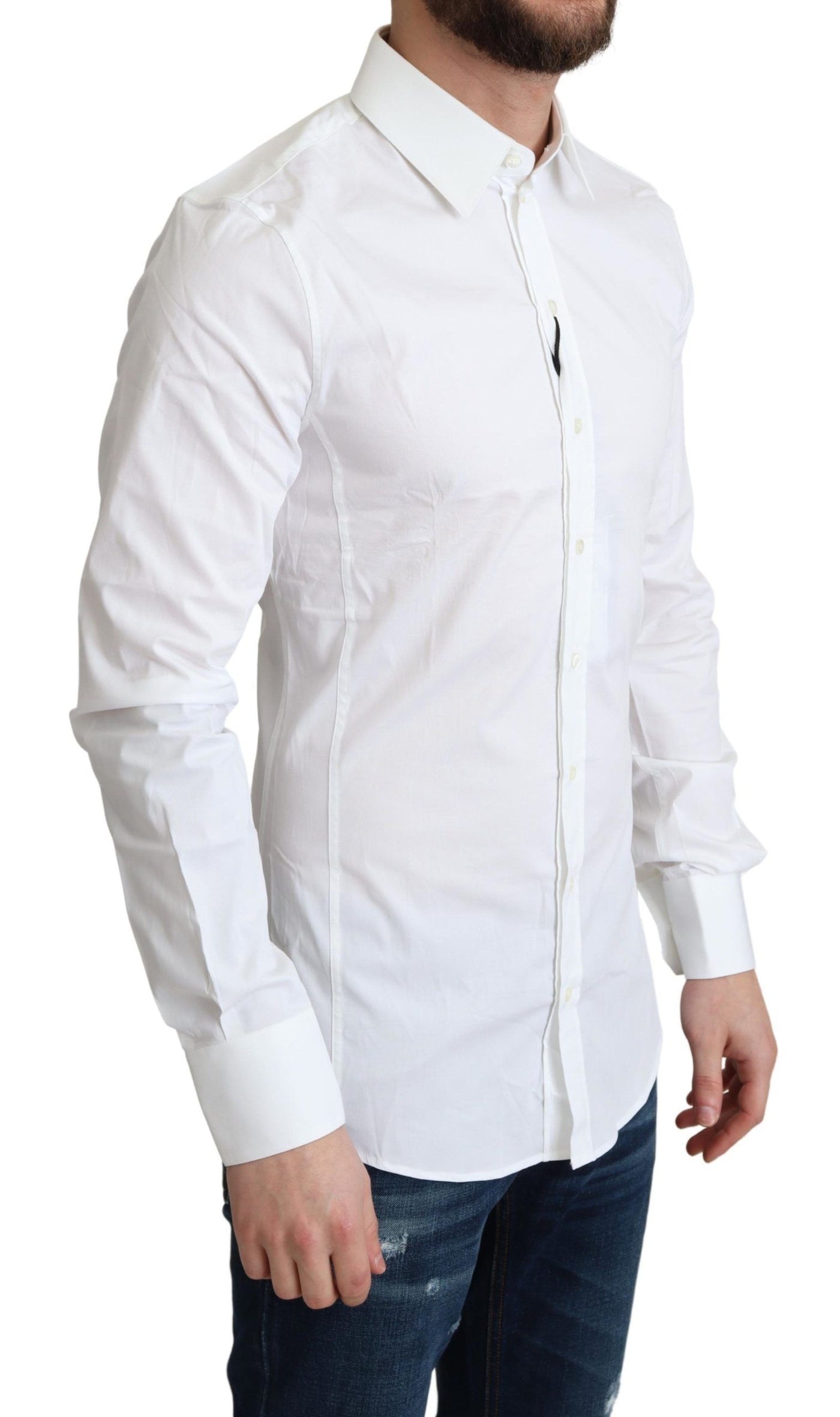 Dolce &amp; Gabbana Wit Katoenen Stretch Heren Formeel SICILIA Overhemd