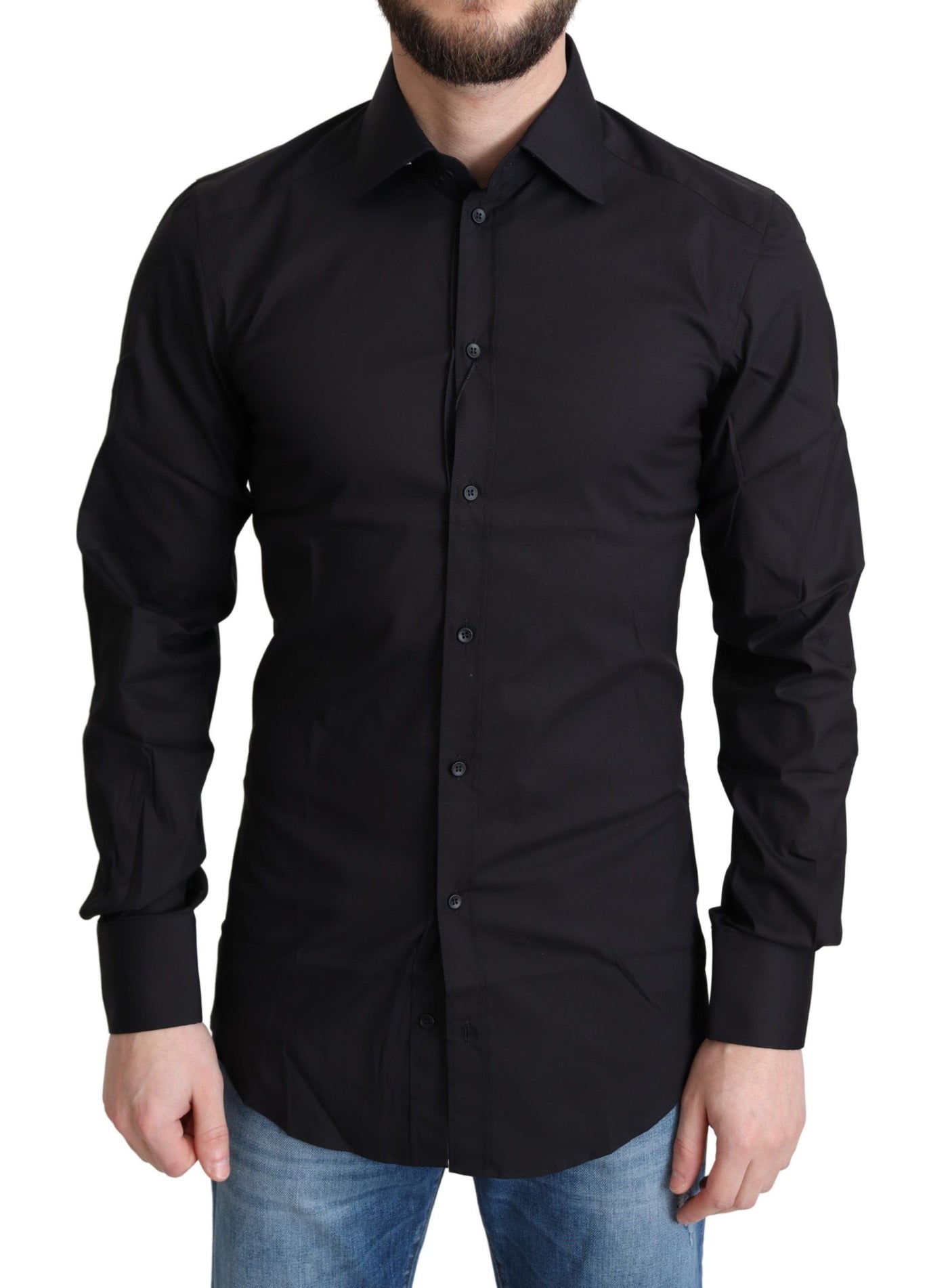 Chemise habillée en coton mélangé noir Dolce &amp; Gabbana