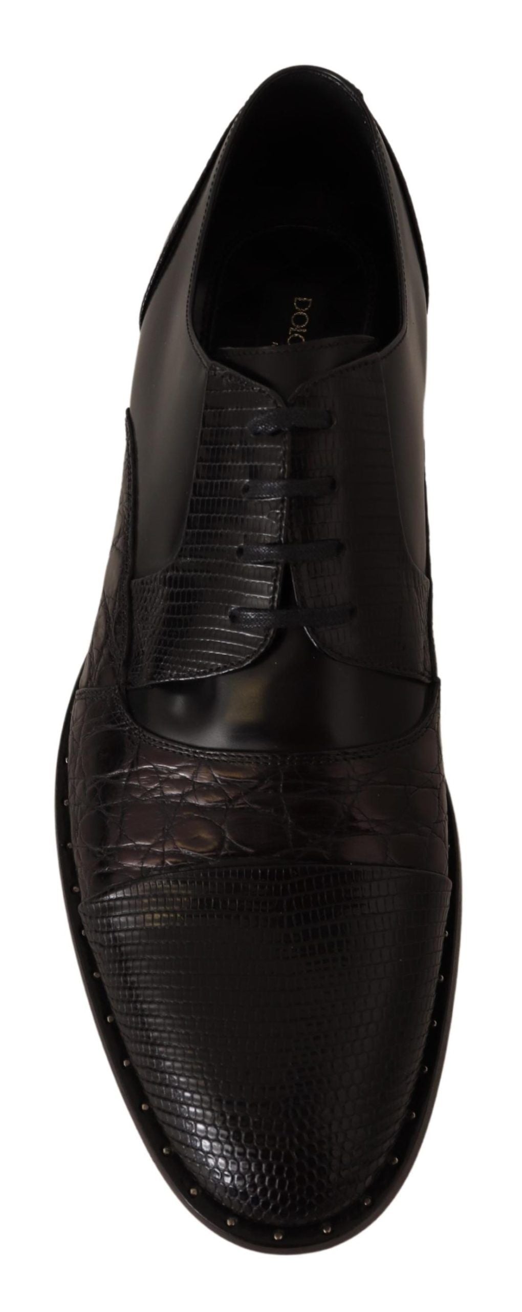 Dolce &amp; Gabbana Zwarte Leren Exotische Huiden Formele Schoenen