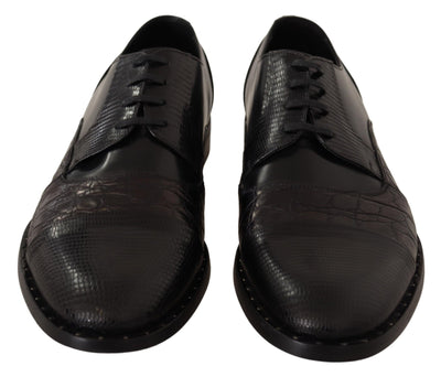 Dolce &amp; Gabbana Zwarte Leren Exotische Huiden Formele Schoenen