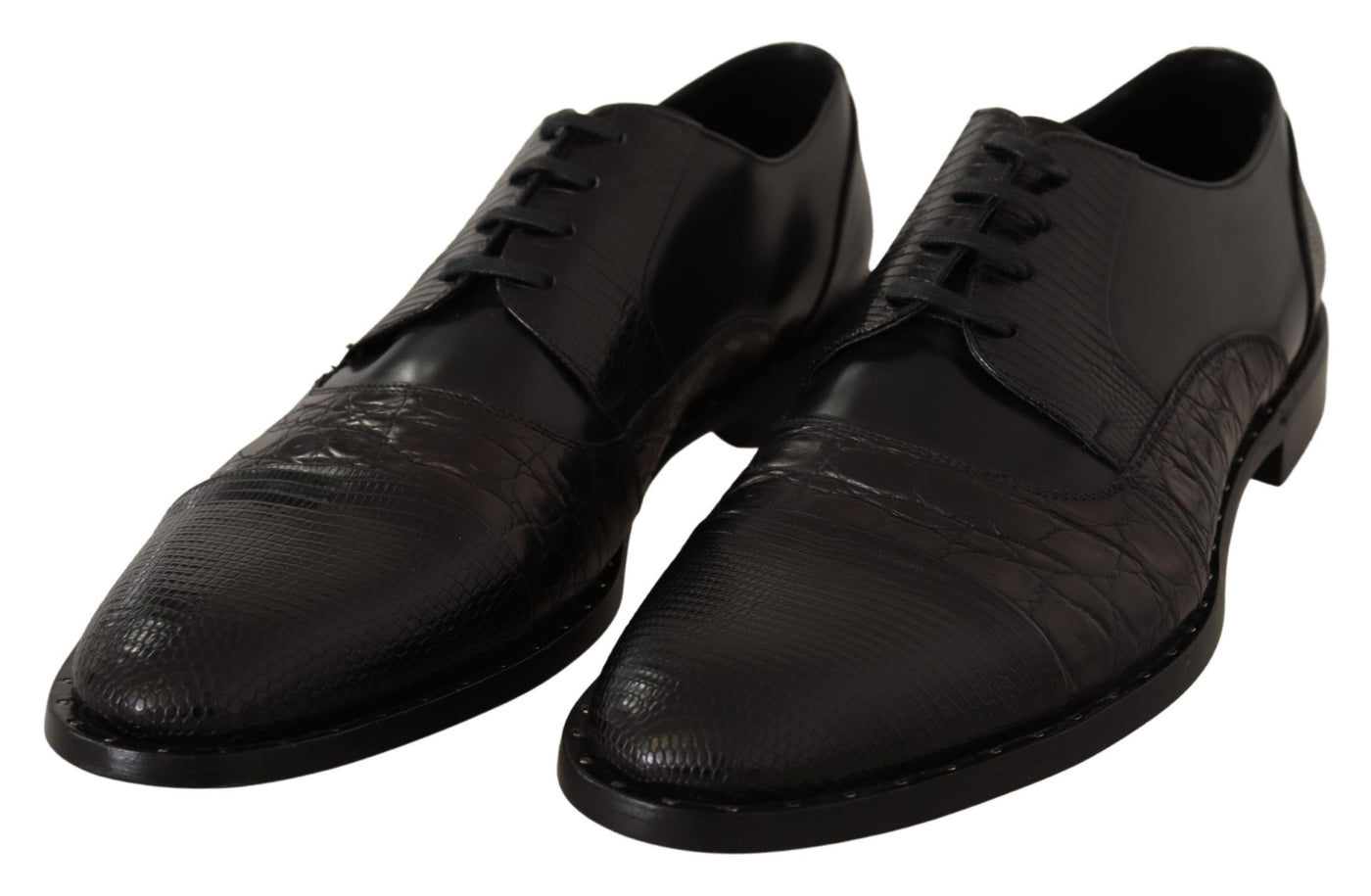 Dolce &amp; Gabbana Zwarte Leren Exotische Huiden Formele Schoenen