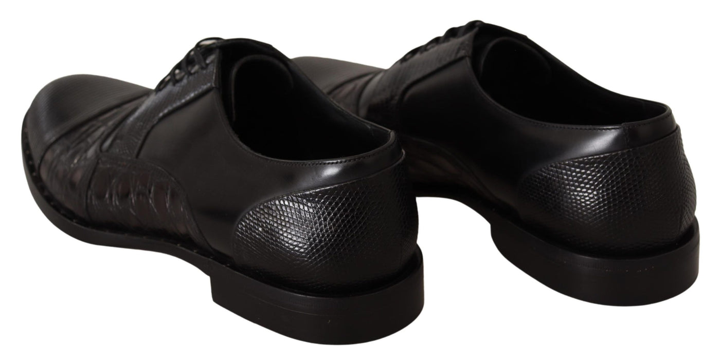 Dolce &amp; Gabbana Zwarte Leren Exotische Huiden Formele Schoenen