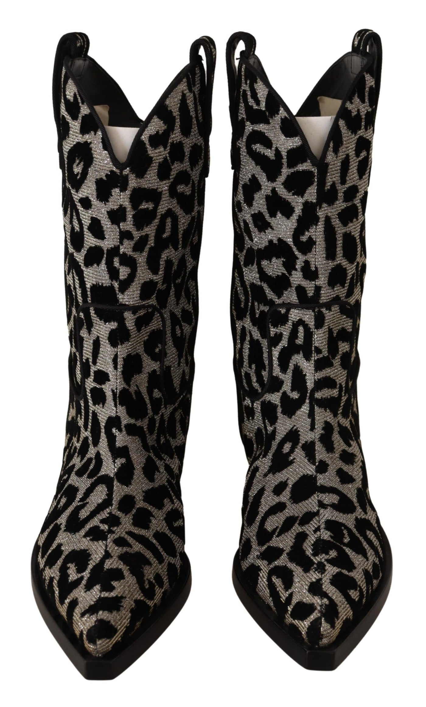 Bottes de cowboy léopard grises et noires Dolce &amp; Gabbana