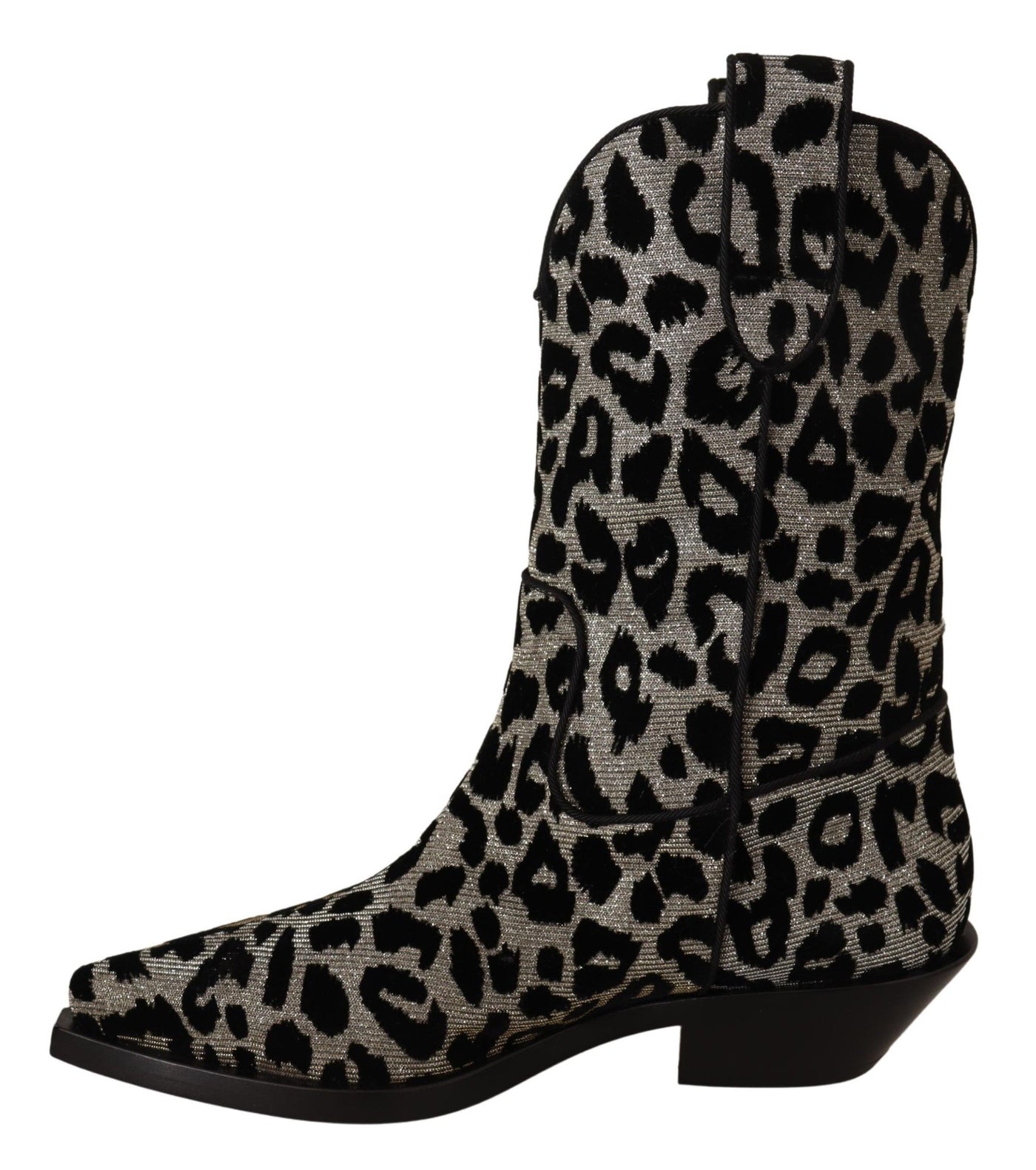Bottes de cowboy léopard grises et noires Dolce &amp; Gabbana