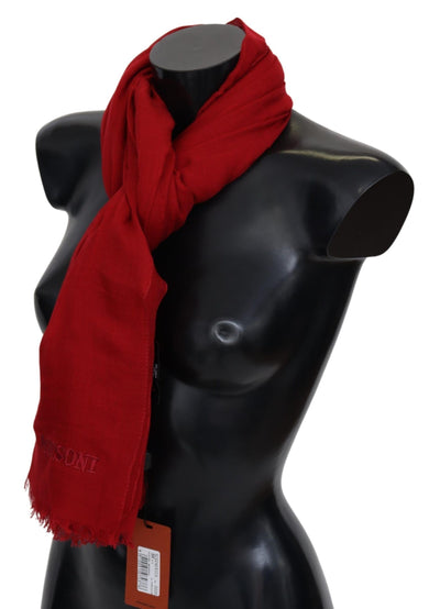 Écharpe unisexe à franges en cachemire rouge Missoni