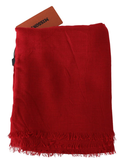 Écharpe unisexe à franges en cachemire rouge Missoni