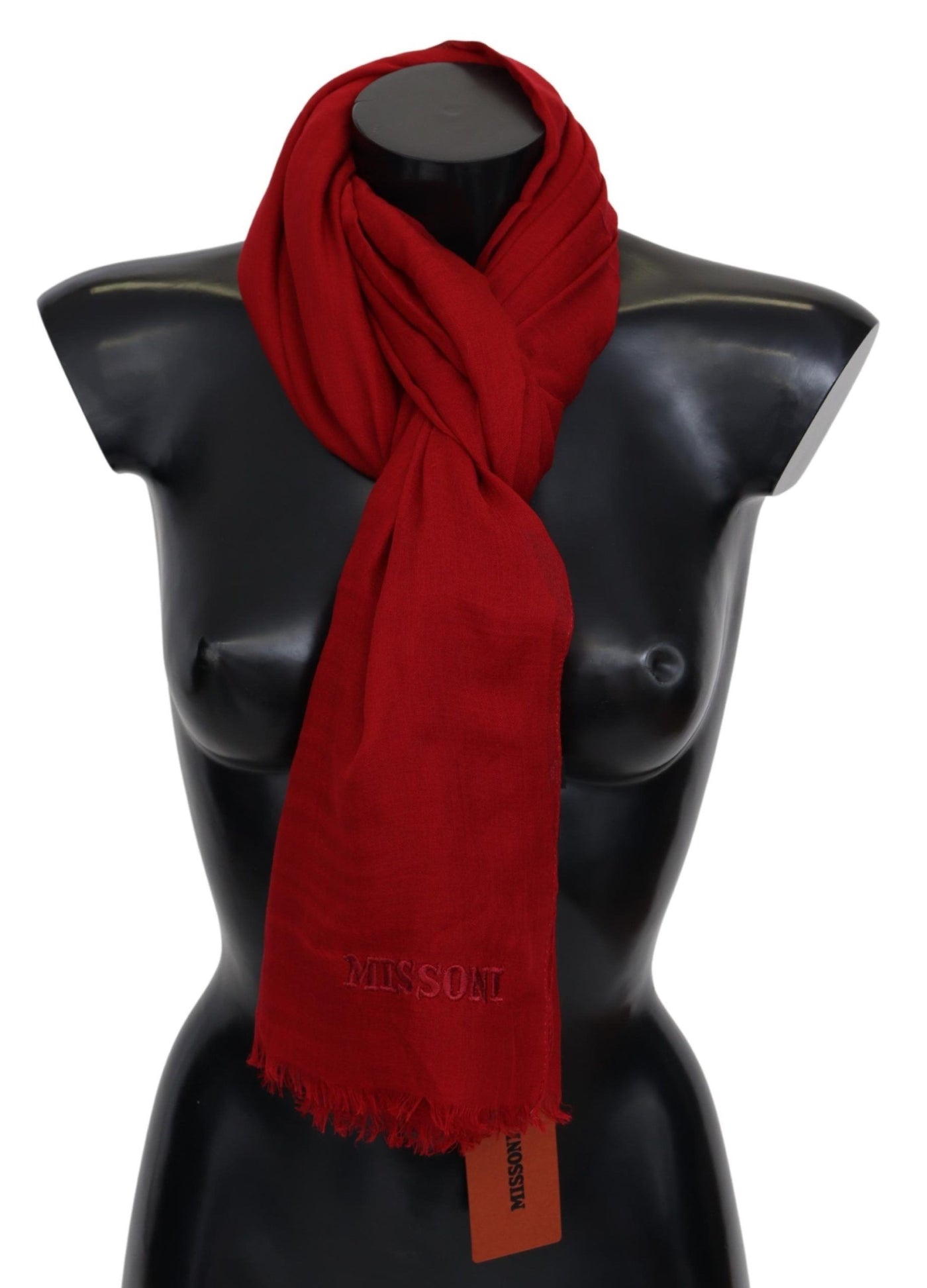 Écharpe unisexe à franges en cachemire rouge Missoni