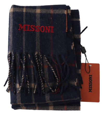 Écharpe unisexe noire à carreaux et franges Missoni