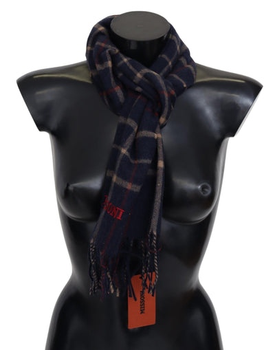 Écharpe unisexe noire à carreaux et franges Missoni