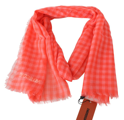 Écharpe portefeuille unisexe à franges en cachemire à carreaux orange Missoni