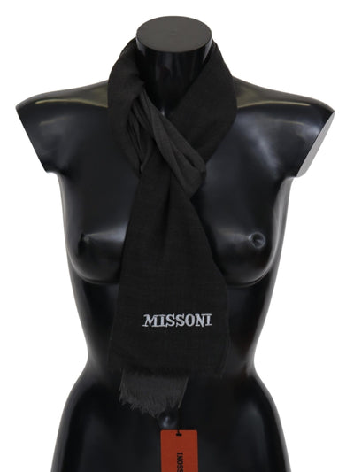 Écharpe unisexe noire Missoni 100 % laine