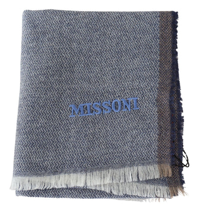 Écharpe unisexe à franges en laine rayée grise Missoni