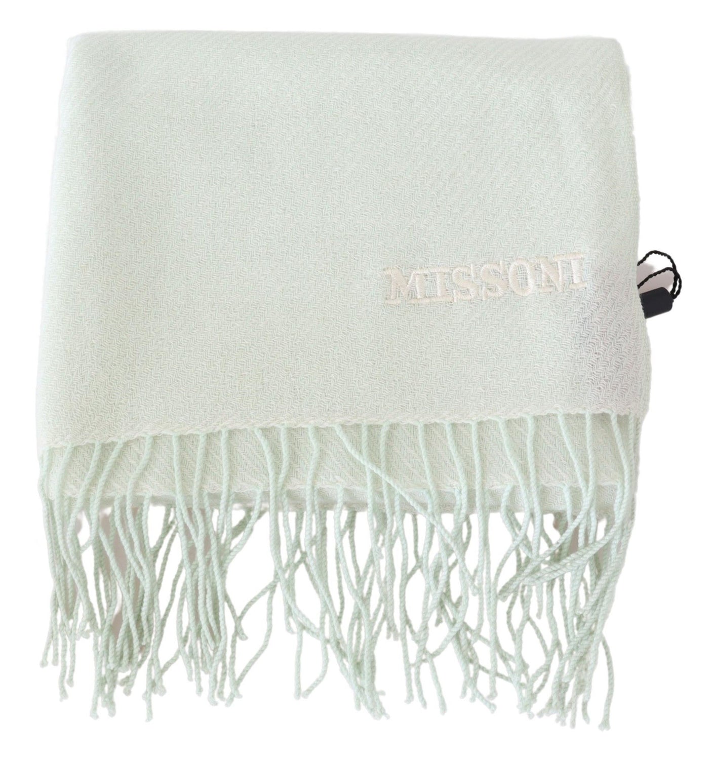 Écharpe portefeuille unisexe à franges en cachemire vert clair Missoni
