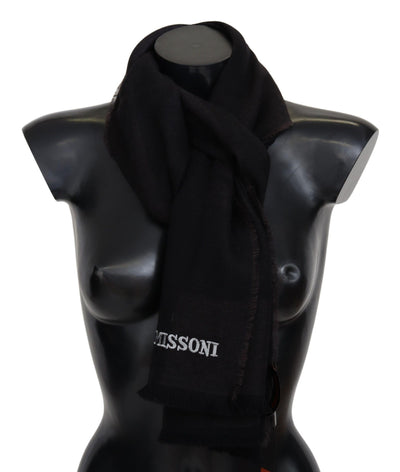 Écharpe unisexe noire Missoni 100 % laine