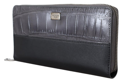 Dolce &amp; Gabbana zwarte Continental Clutch leren portemonnee met rits