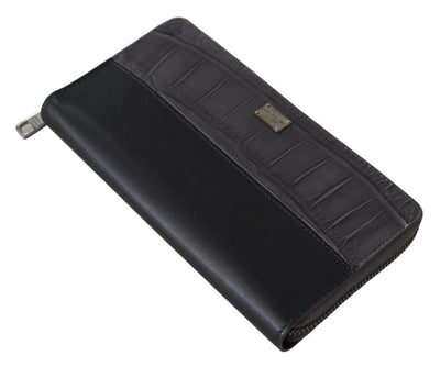 Dolce &amp; Gabbana zwarte Continental Clutch leren portemonnee met rits
