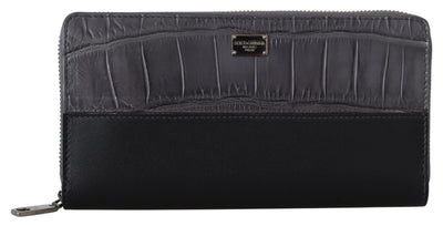 Dolce &amp; Gabbana zwarte Continental Clutch leren portemonnee met rits