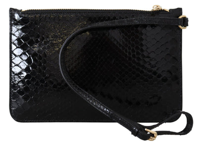 Dolce &amp; Gabbana Zwarte Leren Portemonnee Polsbandje Mirror Agnese Portemonnee