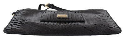 Dolce &amp; Gabbana Zwarte Leren Portemonnee Polsbandje Mirror Agnese Portemonnee
