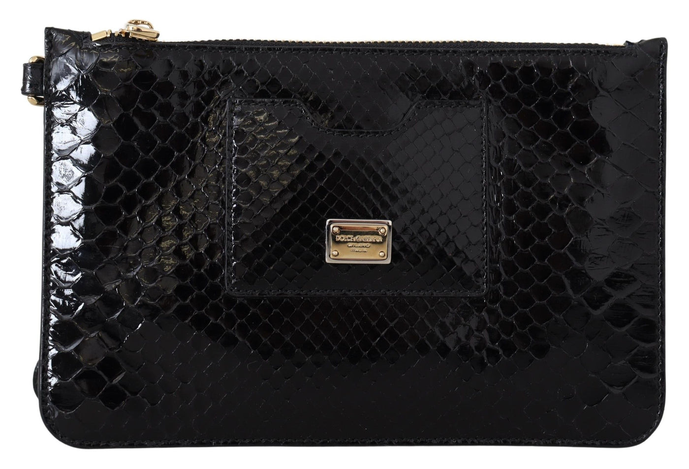 Dolce &amp; Gabbana Zwarte Leren Portemonnee Polsbandje Mirror Agnese Portemonnee